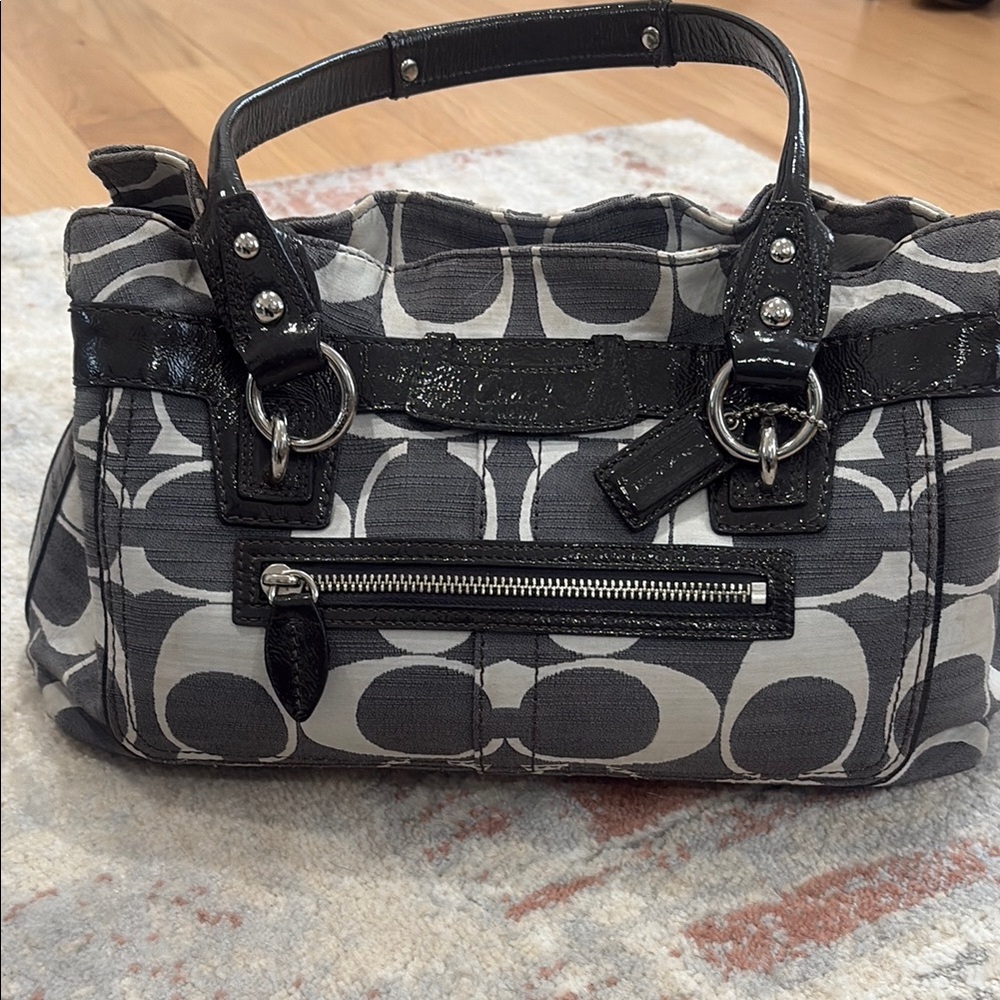 Coach Black and Gray Signature Satchel